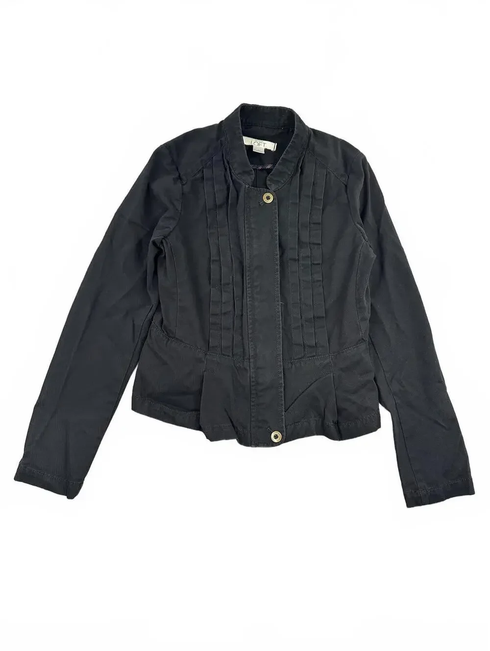 Ann Taylor LOFT Black Pleated Jacket Tailored Casual Utility